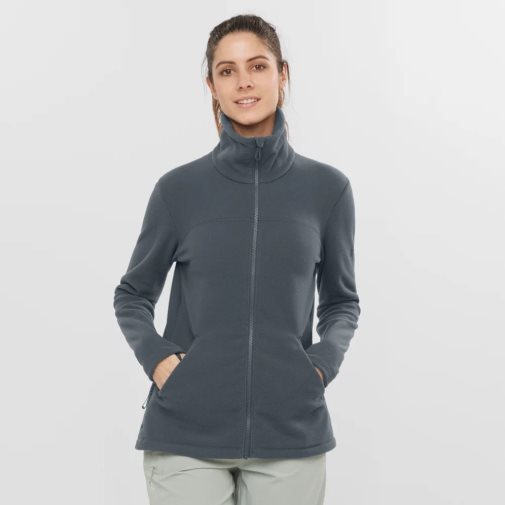 Black Salomon Essential Cosy Fleece Full Zip Women's Jackets | IE NH8549